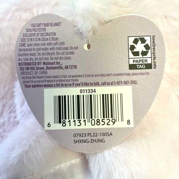 Parents Choice Pink Bunny Rabbit Security Blanket Lovey Baby Plush 12” NEW - Picture 8 of 9